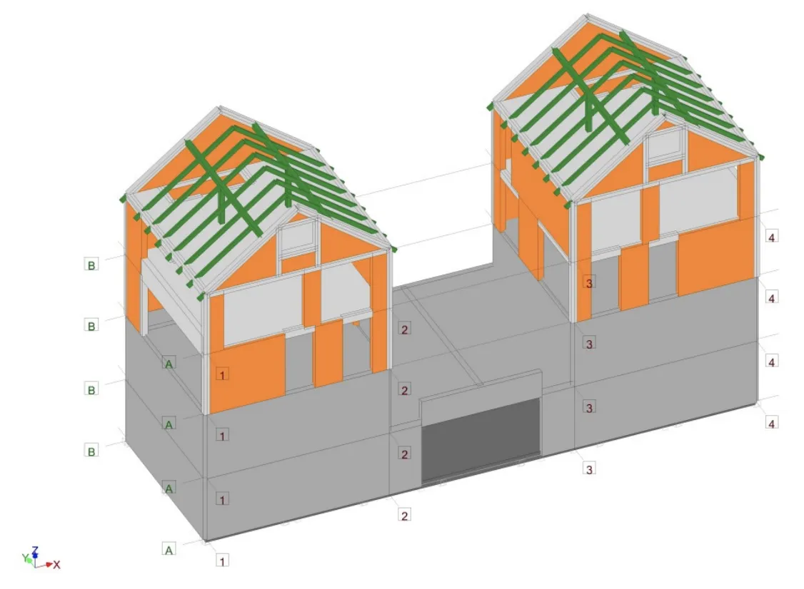 Model 3D budynku — widok z przodu