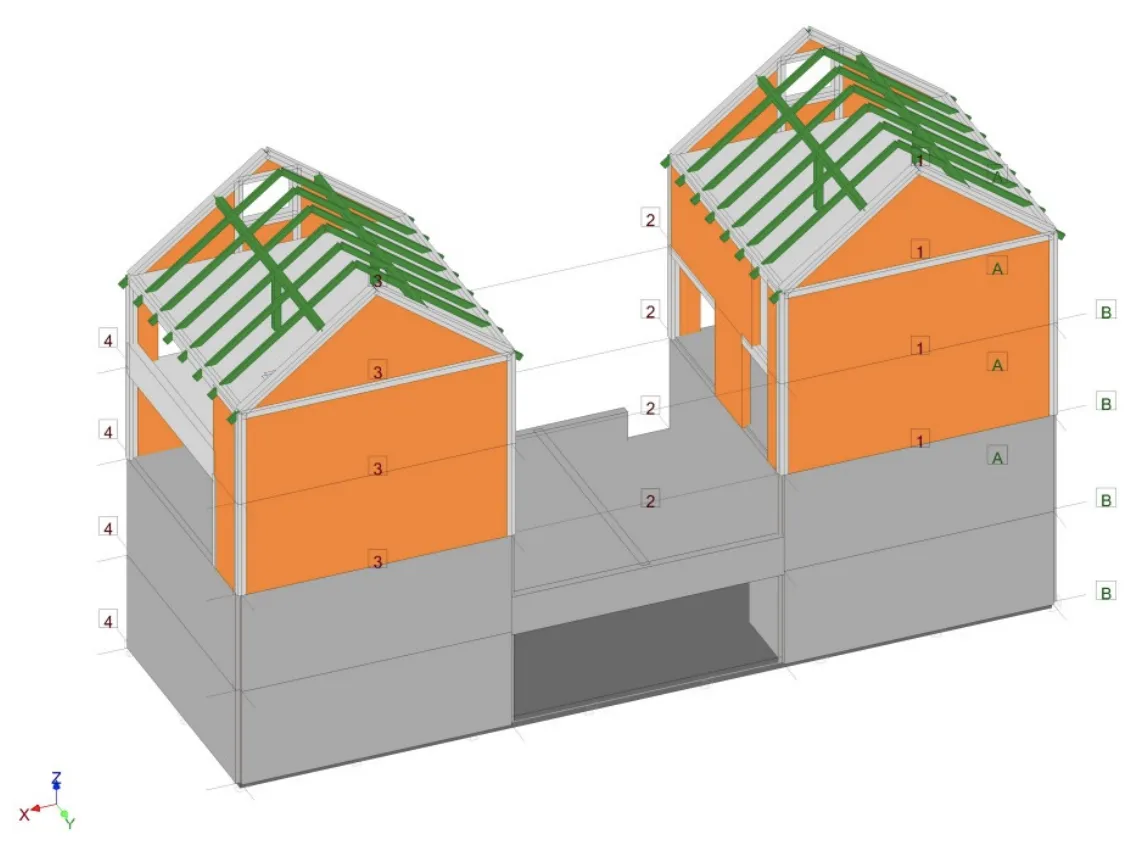Model 3D budynku — widok z tyłu